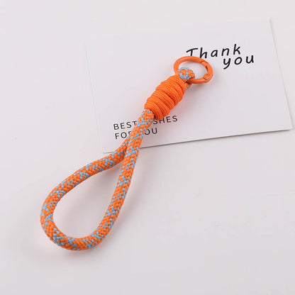 Chunky Striped Paracord Wrist Lanyard - 16cm Patterned Braided Phone Strap with 23mm Spring Ring for DIY Charms & Keychains