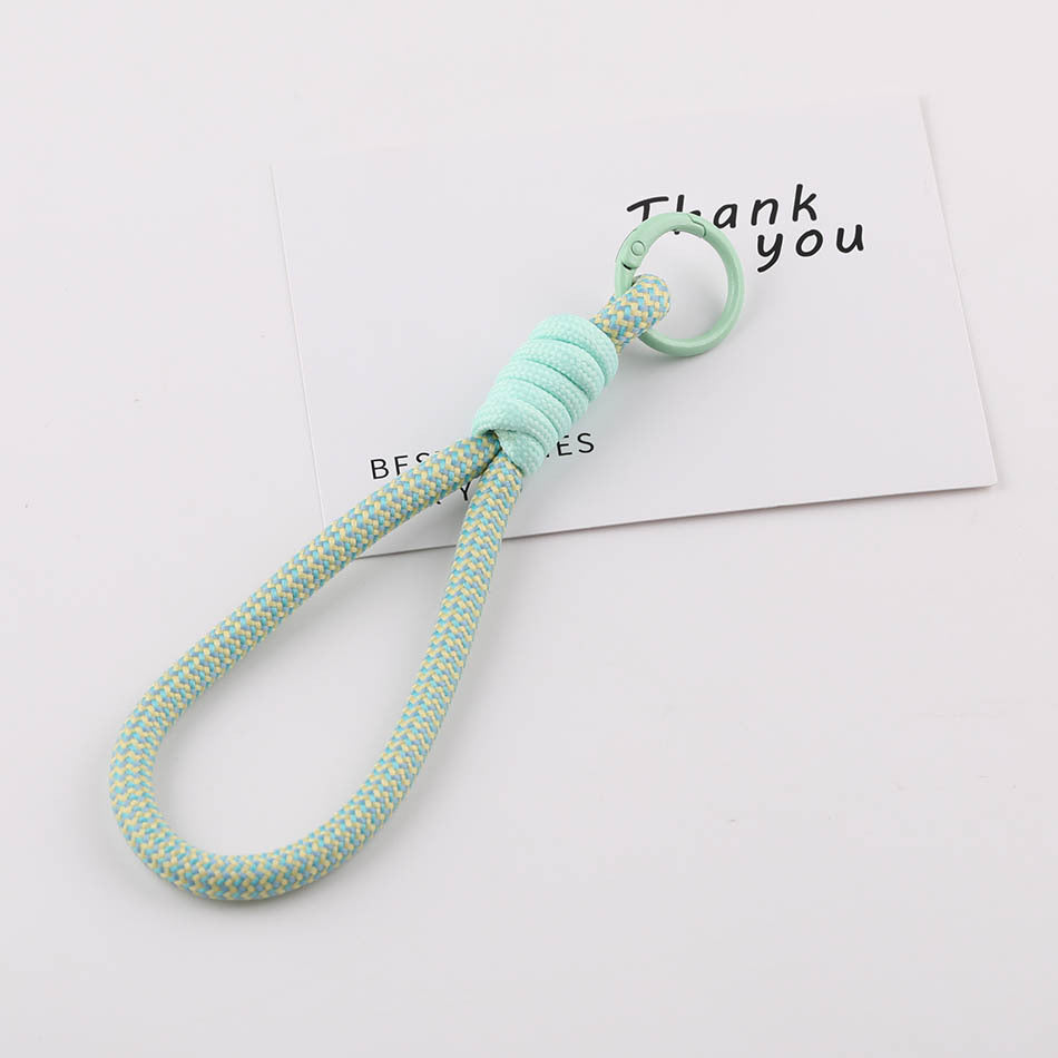 Chunky Striped Paracord Wrist Lanyard - 16cm Patterned Braided Phone Strap with 23mm Spring Ring for DIY Charms & Keychains