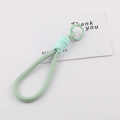 Chunky Striped Paracord Wrist Lanyard - 16cm Patterned Braided Phone Strap with 23mm Spring Ring for DIY Charms & Keychains