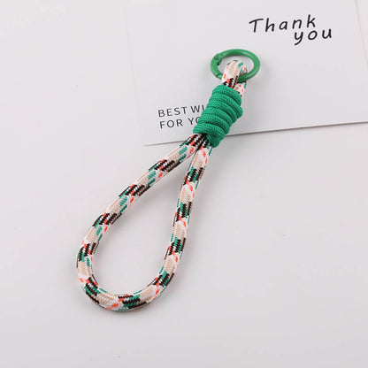 Chunky Striped Paracord Wrist Lanyard - 16cm Patterned Braided Phone Strap with 23mm Spring Ring for DIY Charms & Keychains