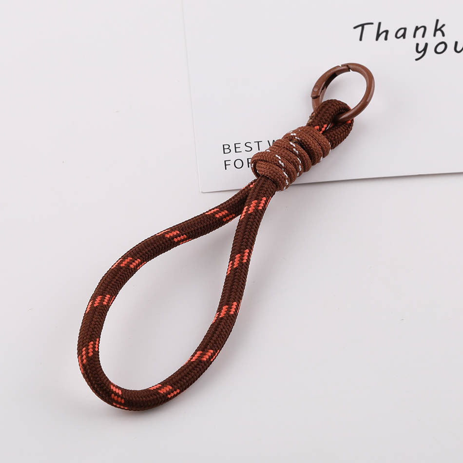 Chunky Striped Paracord Wrist Lanyard - 16cm Patterned Braided Phone Strap with 23mm Spring Ring for DIY Charms & Keychains