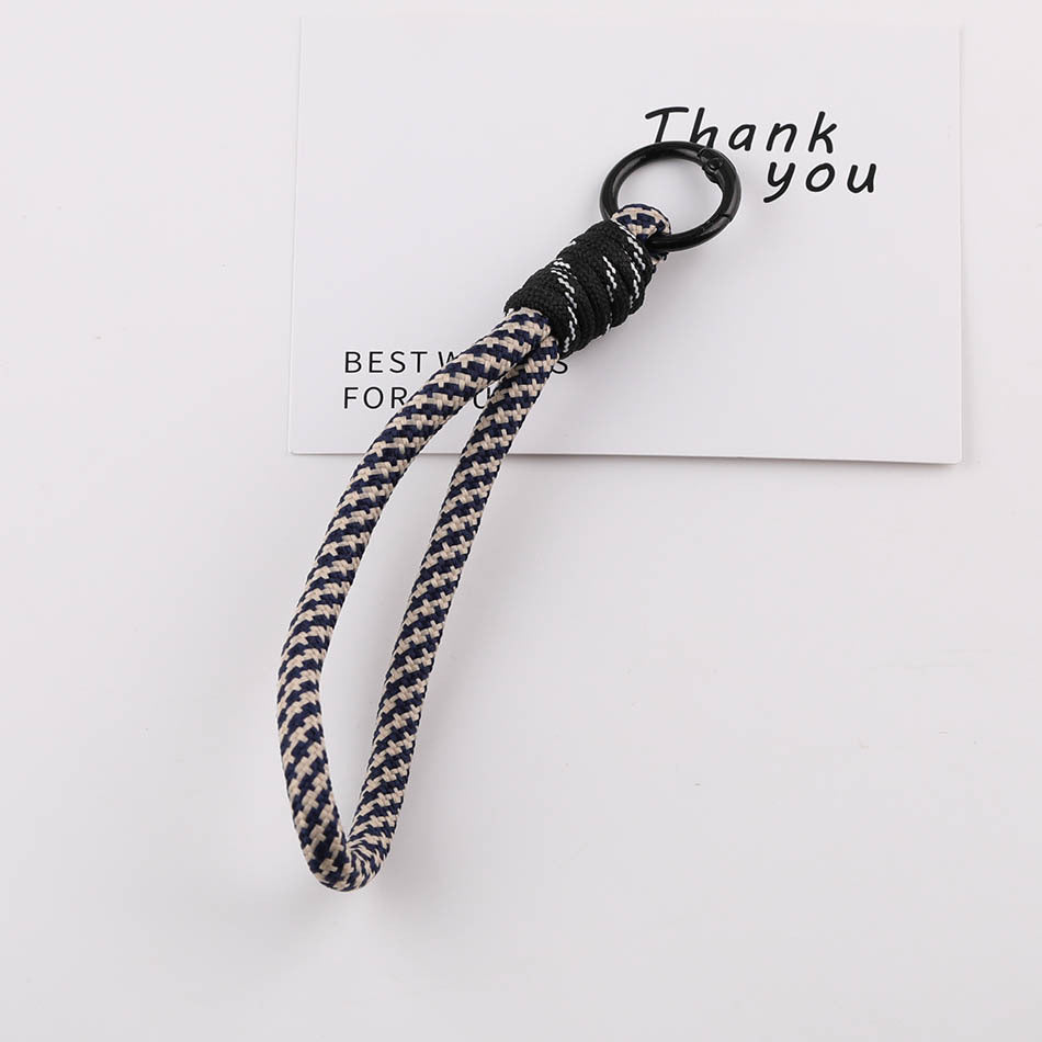 Chunky Striped Paracord Wrist Lanyard - 16cm Patterned Braided Phone Strap with 23mm Spring Ring for DIY Charms & Keychains