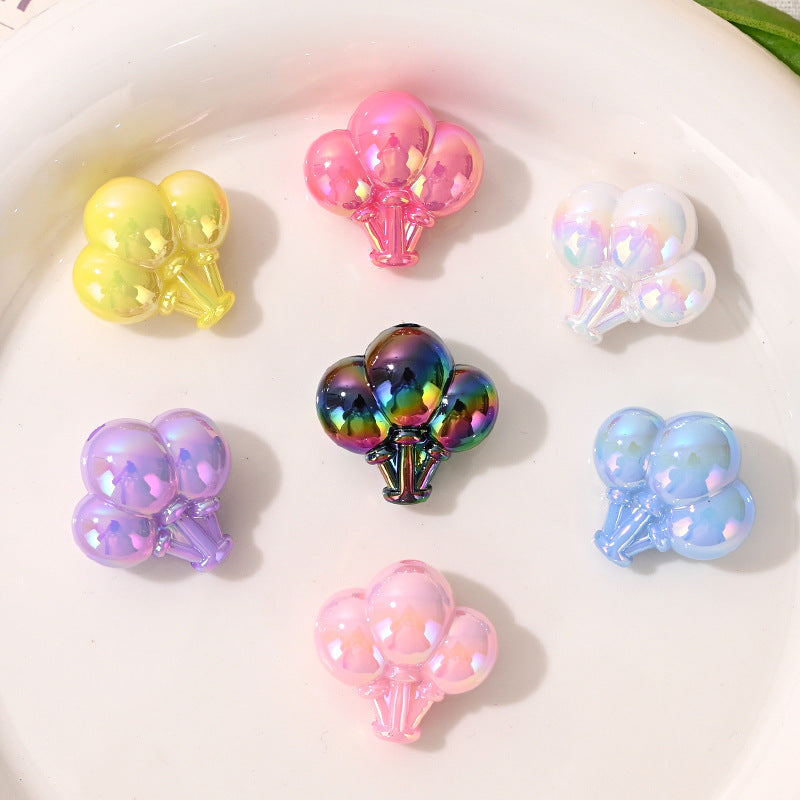 3D Balloon Bouquet Acrylic Focal Beads, AB Iridescent Pastel | Acrylic Bead for DIY Bracelet Keychain Jewelry Making