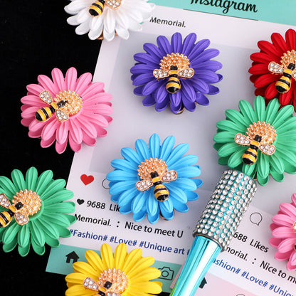 3.7cm 3D Matte Daisy Flower Metal Focal Beads, Luxury Rhinestone | Metal Rhinestone Bead for DIY Jewelry & Bracelet Craft