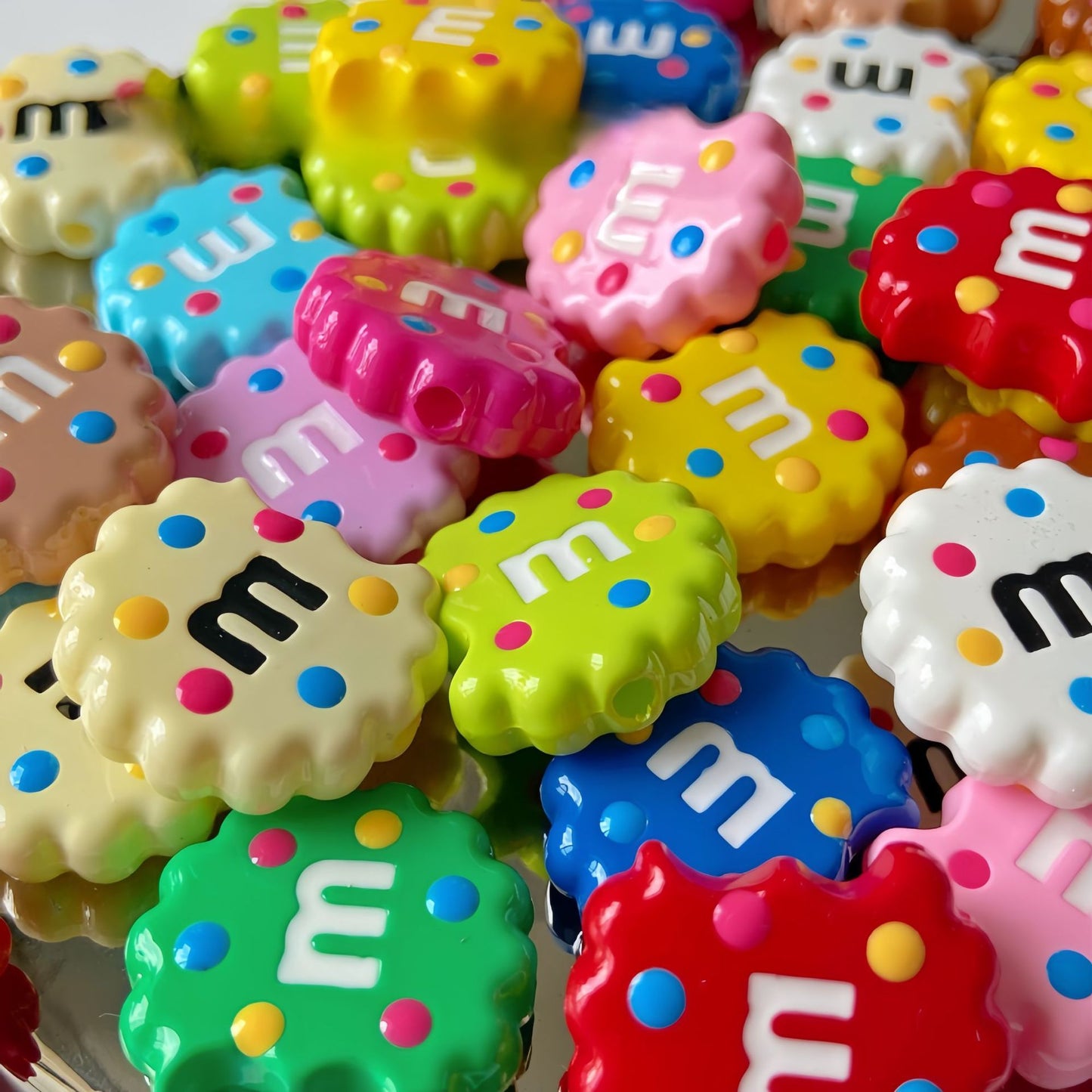 20x22mm Bitten Chocolate Chip Cookie Resin Focal Beads, 3mm Large | Acrylic Bead for DIY Bracelet Keychain Jewelry Making