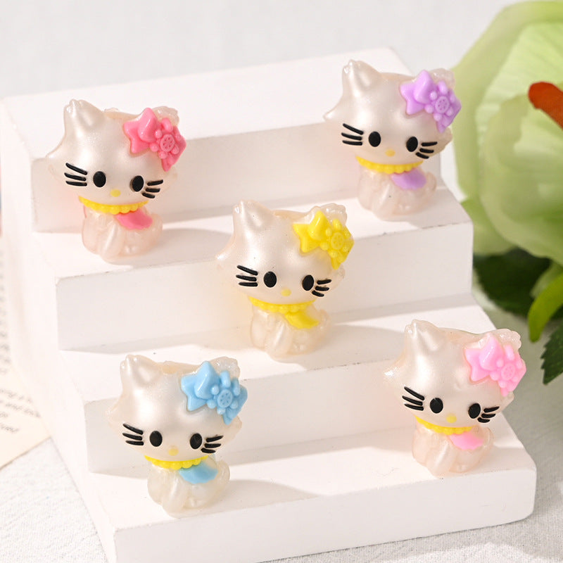 Pearlized Kitty Cat Acrylic Focal Beads, Pearlescent Luster Cute | Acrylic Bead for DIY Bracelet Keychain Jewelry Making