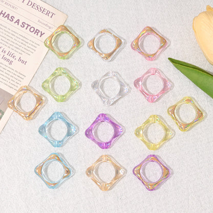 AB Iridescent Open Frame Square Acrylic Beads, Hollow Geometric | Acrylic Bead for DIY Bracelet Keychain Jewelry Making