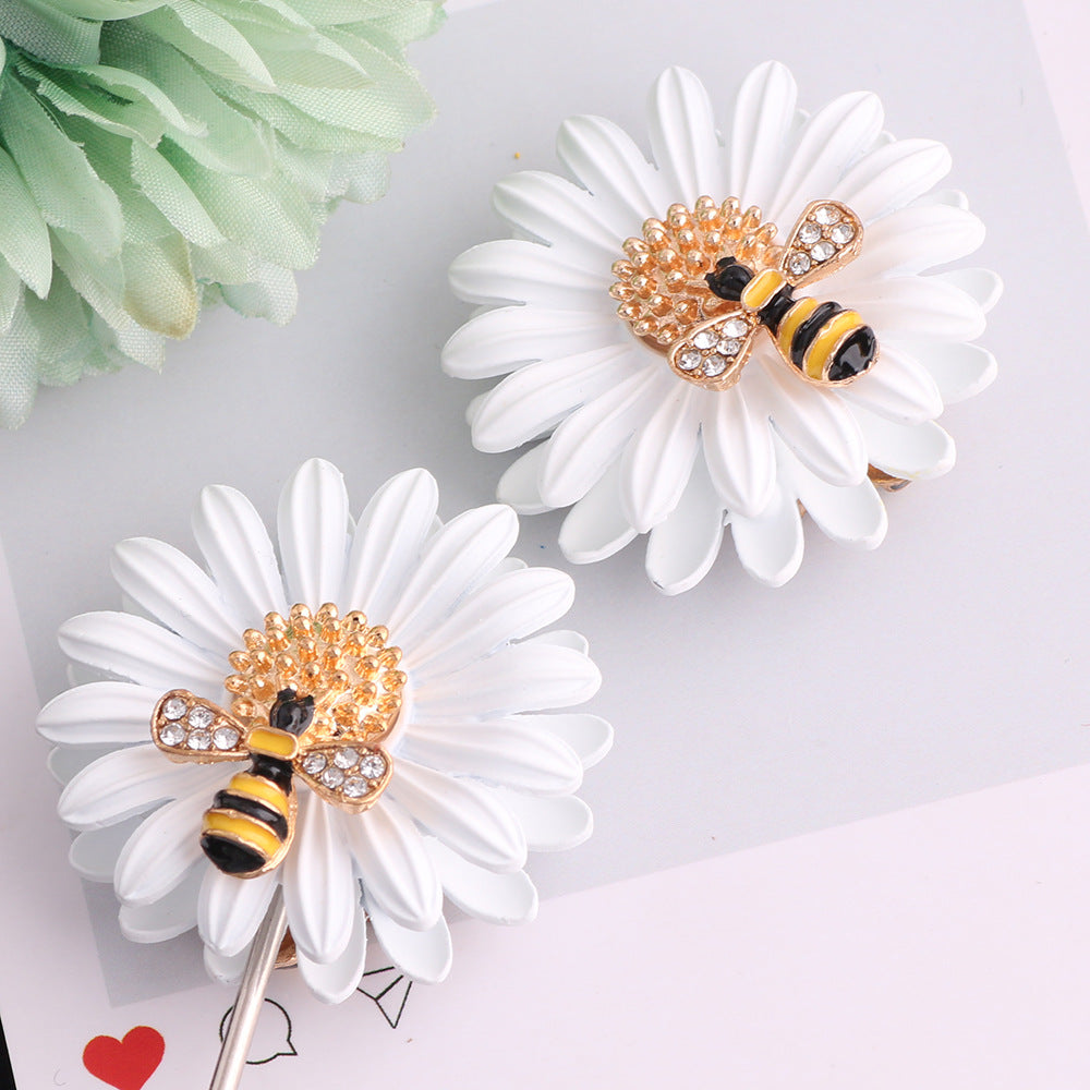 3.7cm 3D Matte Daisy Flower Metal Focal Beads, Luxury Rhinestone | Metal Rhinestone Bead for DIY Jewelry & Bracelet Craft