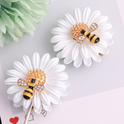 3.7cm 3D Matte Daisy Flower Metal Focal Beads, Luxury Rhinestone | Metal Rhinestone Bead for DIY Jewelry & Bracelet Craft