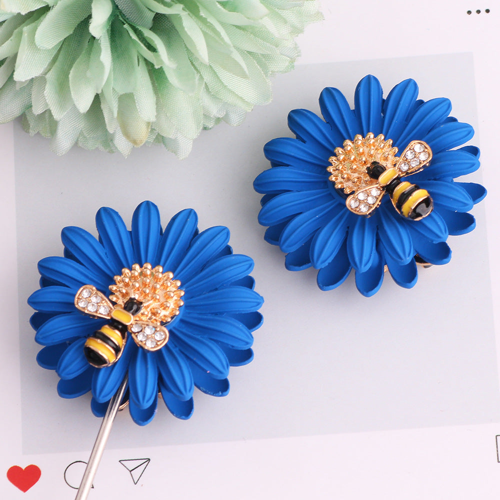 3.7cm 3D Matte Daisy Flower Metal Focal Beads, Luxury Rhinestone | Metal Rhinestone Bead for DIY Jewelry & Bracelet Craft