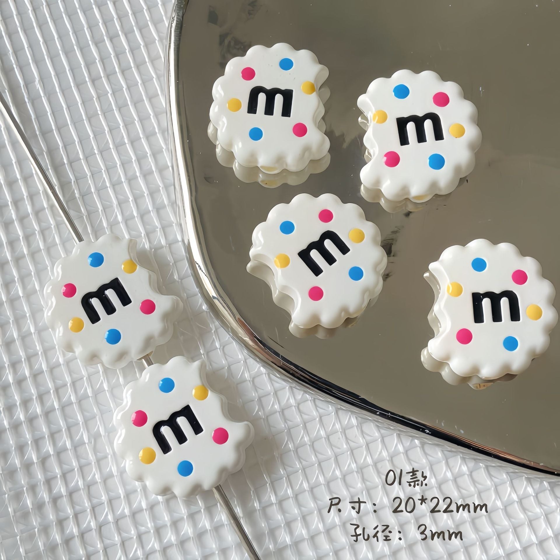 20x22mm Bitten Chocolate Chip Cookie Resin Focal Beads, 3mm Large | Acrylic Bead for DIY Bracelet Keychain Jewelry Making