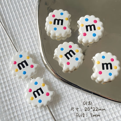 20x22mm Bitten Chocolate Chip Cookie Resin Focal Beads, 3mm Large | Acrylic Bead for DIY Bracelet Keychain Jewelry Making