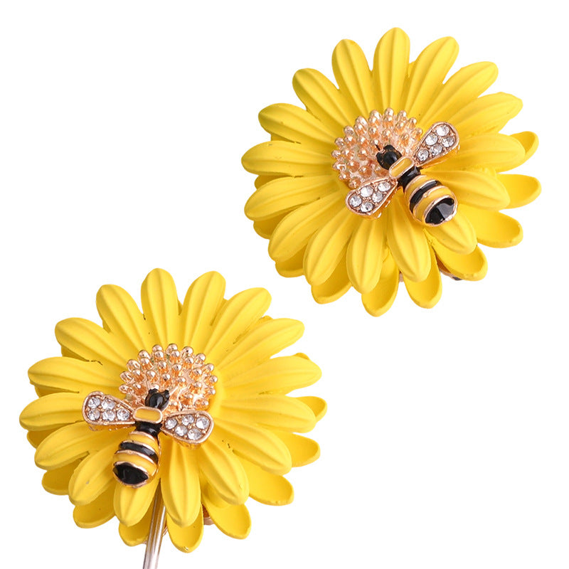 3.7cm 3D Matte Daisy Flower Metal Focal Beads, Luxury Rhinestone | Metal Rhinestone Bead for DIY Jewelry & Bracelet Craft