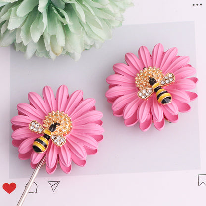 3.7cm 3D Matte Daisy Flower Metal Focal Beads, Luxury Rhinestone | Metal Rhinestone Bead for DIY Jewelry & Bracelet Craft
