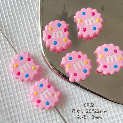 20x22mm Bitten Chocolate Chip Cookie Resin Focal Beads, 3mm Large | Acrylic Bead for DIY Bracelet Keychain Jewelry Making