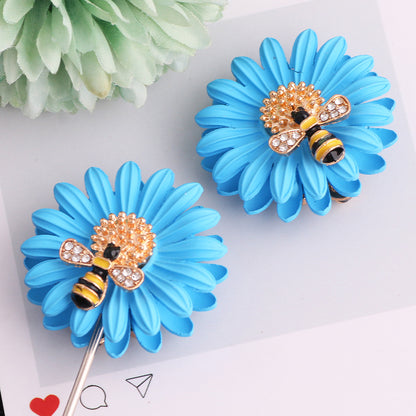 3.7cm 3D Matte Daisy Flower Metal Focal Beads, Luxury Rhinestone | Metal Rhinestone Bead for DIY Jewelry & Bracelet Craft