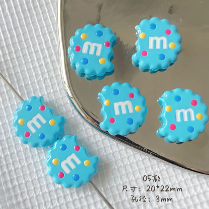 20x22mm Bitten Chocolate Chip Cookie Resin Focal Beads, 3mm Large | Acrylic Bead for DIY Bracelet Keychain Jewelry Making