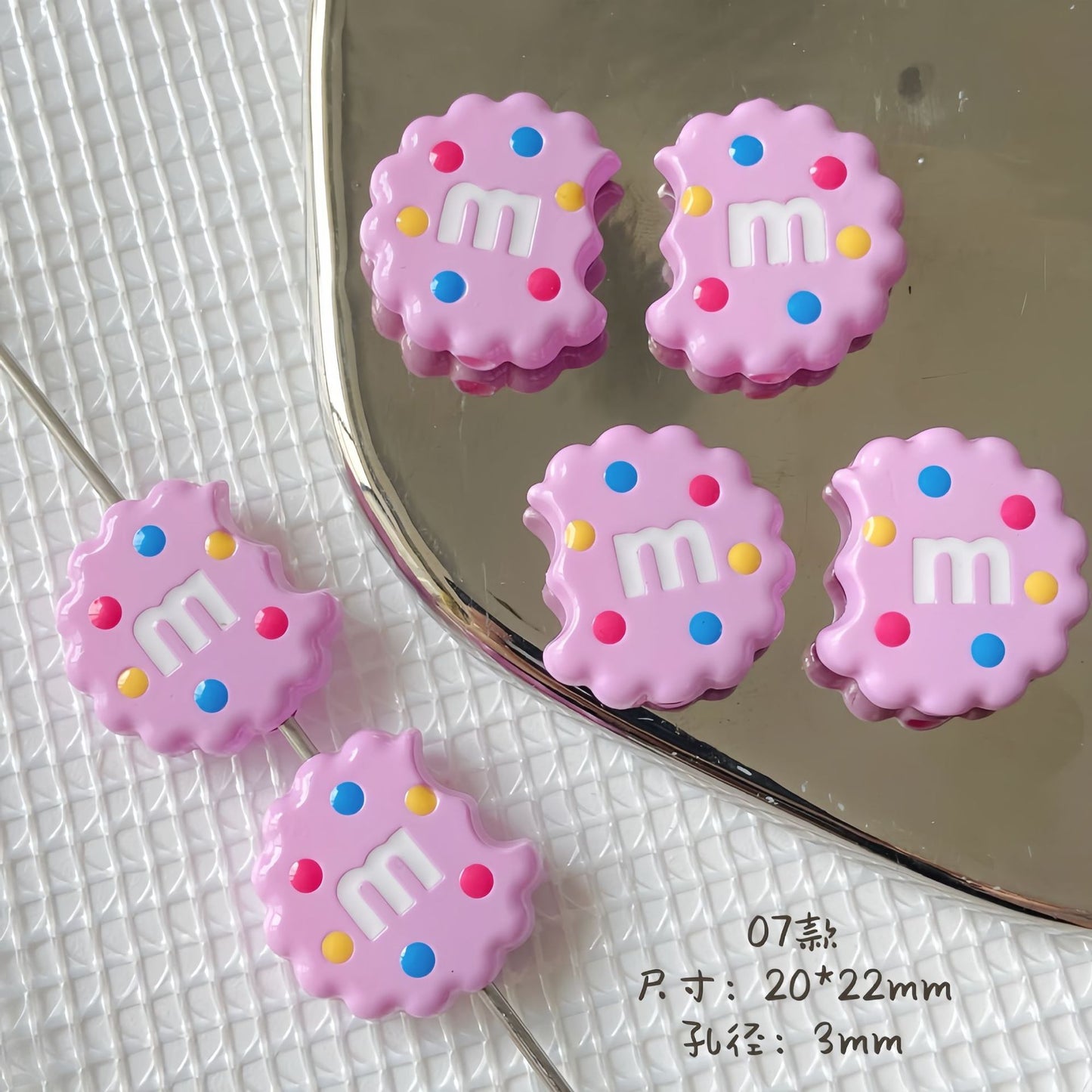 20x22mm Bitten Chocolate Chip Cookie Resin Focal Beads, 3mm Large | Acrylic Bead for DIY Bracelet Keychain Jewelry Making