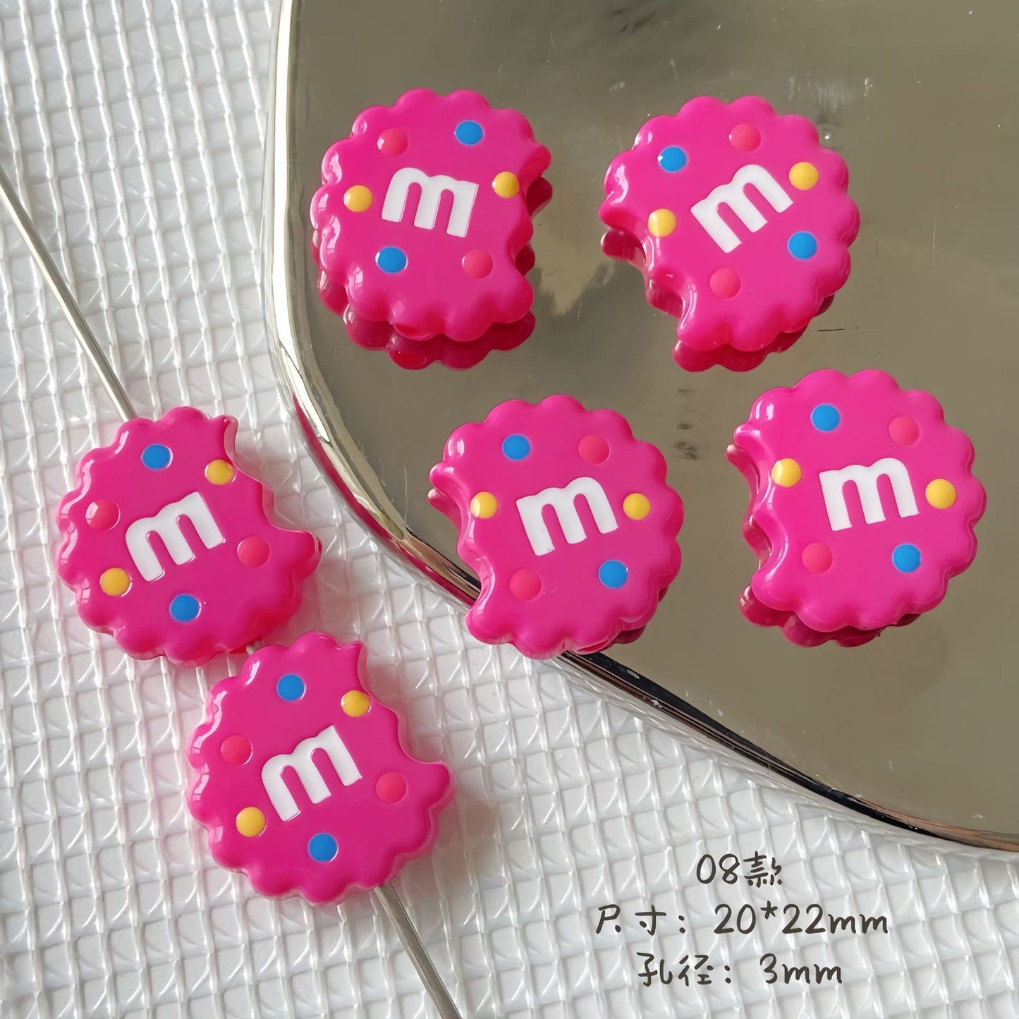 20x22mm Bitten Chocolate Chip Cookie Resin Focal Beads, 3mm Large | Acrylic Bead for DIY Bracelet Keychain Jewelry Making
