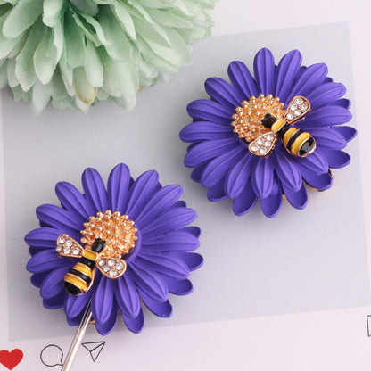 3.7cm 3D Matte Daisy Flower Metal Focal Beads, Luxury Rhinestone | Metal Rhinestone Bead for DIY Jewelry & Bracelet Craft