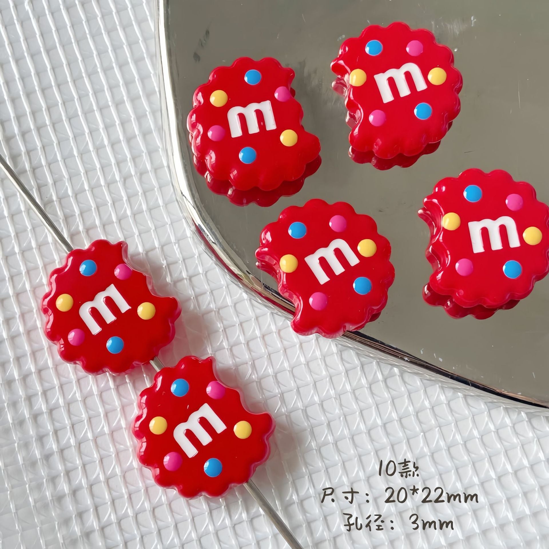 20x22mm Bitten Chocolate Chip Cookie Resin Focal Beads, 3mm Large | Acrylic Bead for DIY Bracelet Keychain Jewelry Making