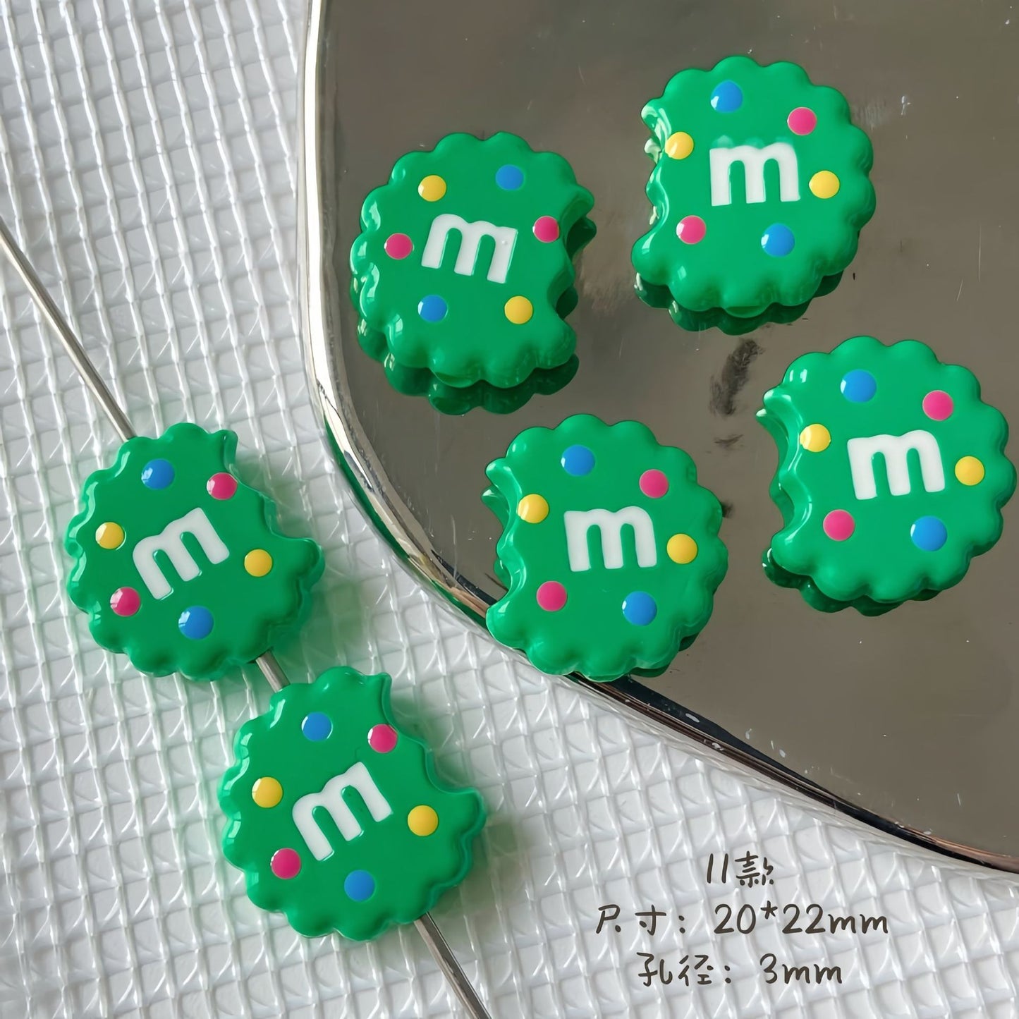 20x22mm Bitten Chocolate Chip Cookie Resin Focal Beads, 3mm Large | Acrylic Bead for DIY Bracelet Keychain Jewelry Making