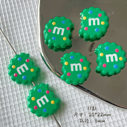 20x22mm Bitten Chocolate Chip Cookie Resin Focal Beads, 3mm Large | Acrylic Bead for DIY Bracelet Keychain Jewelry Making