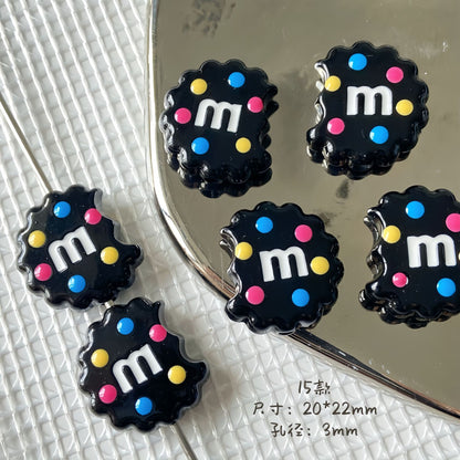 20x22mm Bitten Chocolate Chip Cookie Resin Focal Beads, 3mm Large | Acrylic Bead for DIY Bracelet Keychain Jewelry Making