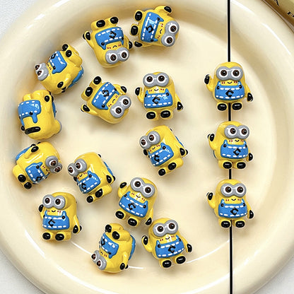 3D Cartoon Yellow Minion Acrylic Focal Beads, Large Vertical Hole Cute Character Spacer Beads for DIY Beadable Pens, Keychains, Car Hanging Ornaments