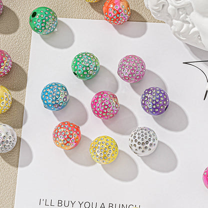 10mm AB Rhinestone Disco Ball Beads, Shiny Shamballa Crystal Round Spacer Beads for DIY Beadable Pens, Keychains, Car Hanging Ornaments Crafting