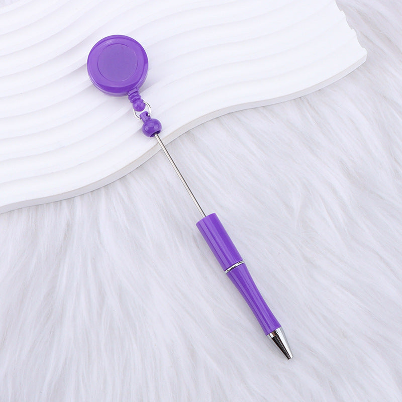 Retractable Badge Reel Beadable Pens, 2-in-1 Nursing ID Badge Holder Extension Beadable Ballpoint Pen for Doctors Nurses Teachers Office Supplies