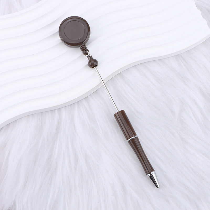 Retractable Badge Reel Beadable Pens, 2-in-1 Nursing ID Badge Holder Extension Beadable Ballpoint Pen for Doctors Nurses Teachers Office Supplies