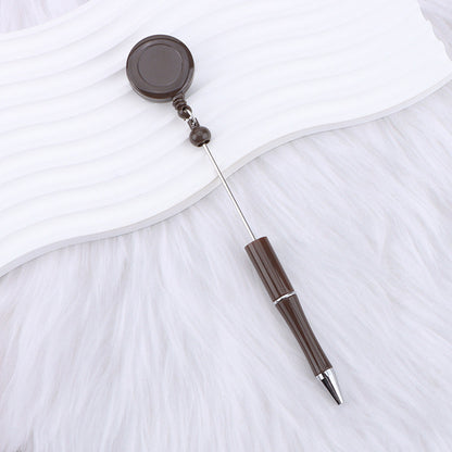 Retractable Badge Reel Beadable Pens, 2-in-1 Nursing ID Badge Holder Extension Beadable Ballpoint Pen for Doctors Nurses Teachers Office Supplies