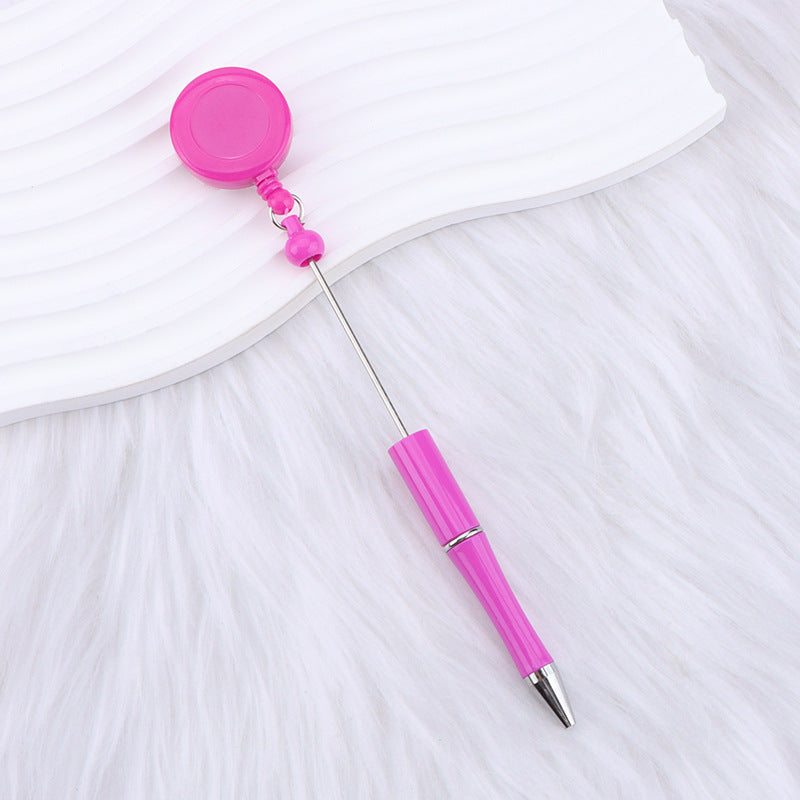 Retractable Badge Reel Beadable Pens, 2-in-1 Nursing ID Badge Holder Extension Beadable Ballpoint Pen for Doctors Nurses Teachers Office Supplies