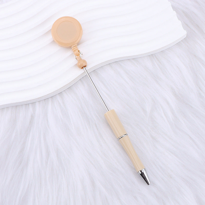Retractable Badge Reel Beadable Pens, 2-in-1 Nursing ID Badge Holder Extension Beadable Ballpoint Pen for Doctors Nurses Teachers Office Supplies