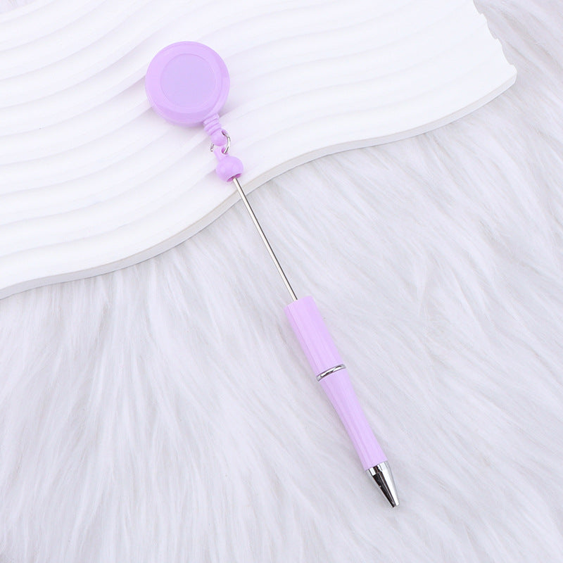 Retractable Badge Reel Beadable Pens, 2-in-1 Nursing ID Badge Holder Extension Beadable Ballpoint Pen for Doctors Nurses Teachers Office Supplies