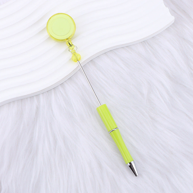 Retractable Badge Reel Beadable Pens, 2-in-1 Nursing ID Badge Holder Extension Beadable Ballpoint Pen for Doctors Nurses Teachers Office Supplies