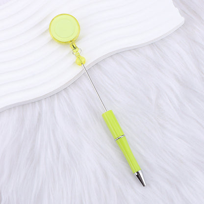 Retractable Badge Reel Beadable Pens, 2-in-1 Nursing ID Badge Holder Extension Beadable Ballpoint Pen for Doctors Nurses Teachers Office Supplies