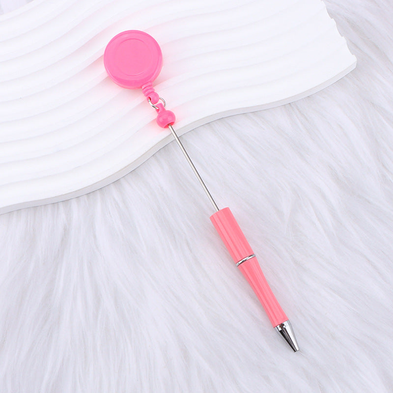 Retractable Badge Reel Beadable Pens, 2-in-1 Nursing ID Badge Holder Extension Beadable Ballpoint Pen for Doctors Nurses Teachers Office Supplies
