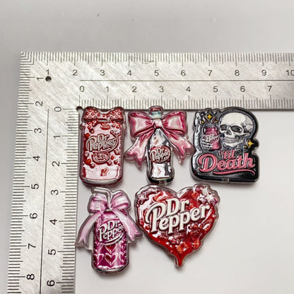 Dr Pepper Silicone-Look Acrylic Focal Beads, 3D Effect Soda Can Bottle Double-Sided Spacer Beads for DIY Beadable Pens, Keychains, Cute Bag Charms