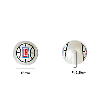 16MM Basketball Team Logo Beads, 16mm Round Acrylic Sports Spacer Beads for DIY Jewelry Making, Beadable Pen Crafts, Keychain Accessories for Basketball Fans