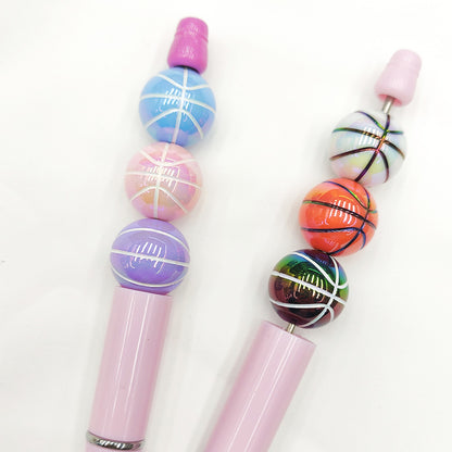 16mm Sports Silicone Beads, Round Baseball Basketball Football Tennis Print Beads for DIY Jewelry Making, Beadable Pen Crafts, Keychain Accessories