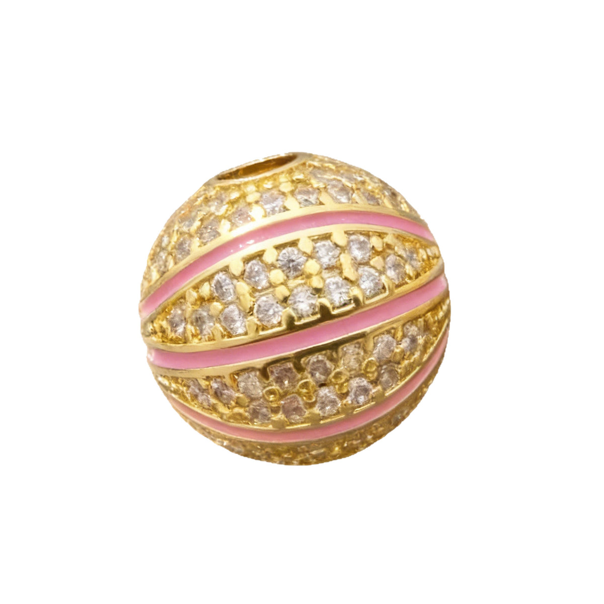 10MM 14K Gold Plated Sports Charms, CZ Micro Pave Basketball Football Baseball Beads, 3D Athletic Ball Pendants for DIY Luxury Jewelry Making, Beadable Pen Crafts