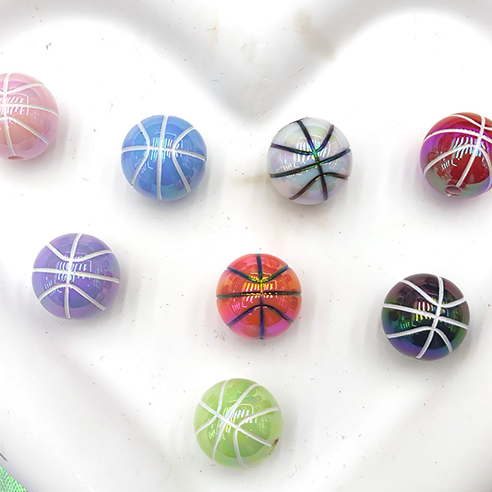 16mm Sports Silicone Beads, Round Baseball Basketball Football Tennis Print Beads for DIY Jewelry Making, Beadable Pen Crafts, Keychain Accessories
