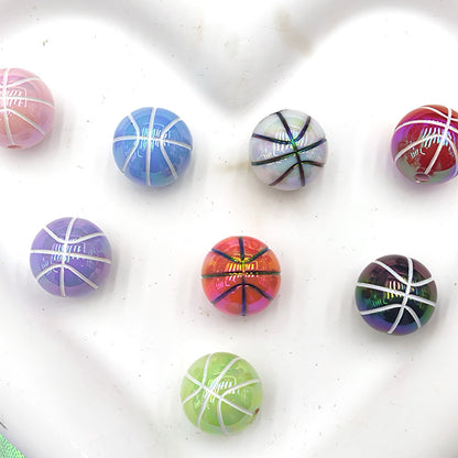 16mm Sports Silicone Beads, Round Baseball Basketball Football Tennis Print Beads for DIY Jewelry Making, Beadable Pen Crafts, Keychain Accessories