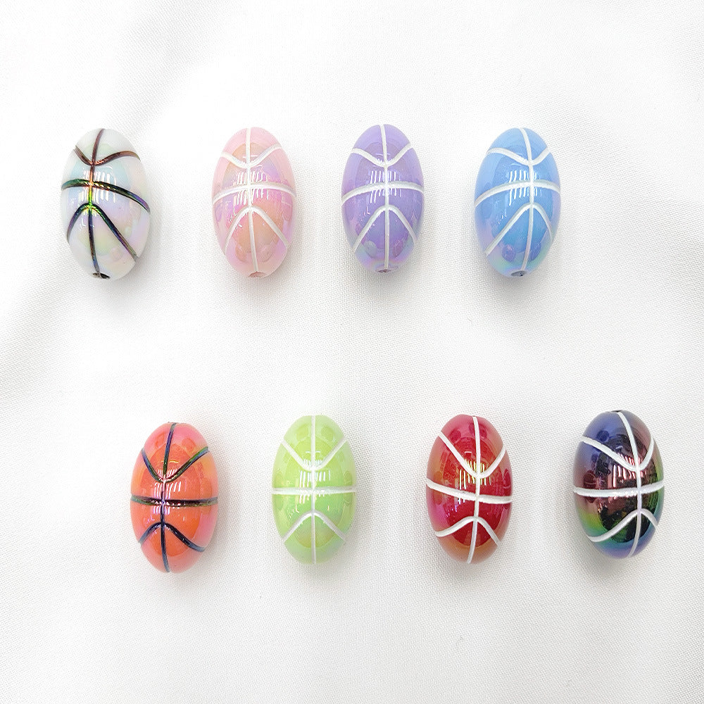 16mm Sports Silicone Beads, Round Baseball Basketball Football Tennis Print Beads for DIY Jewelry Making, Beadable Pen Crafts, Keychain Accessories