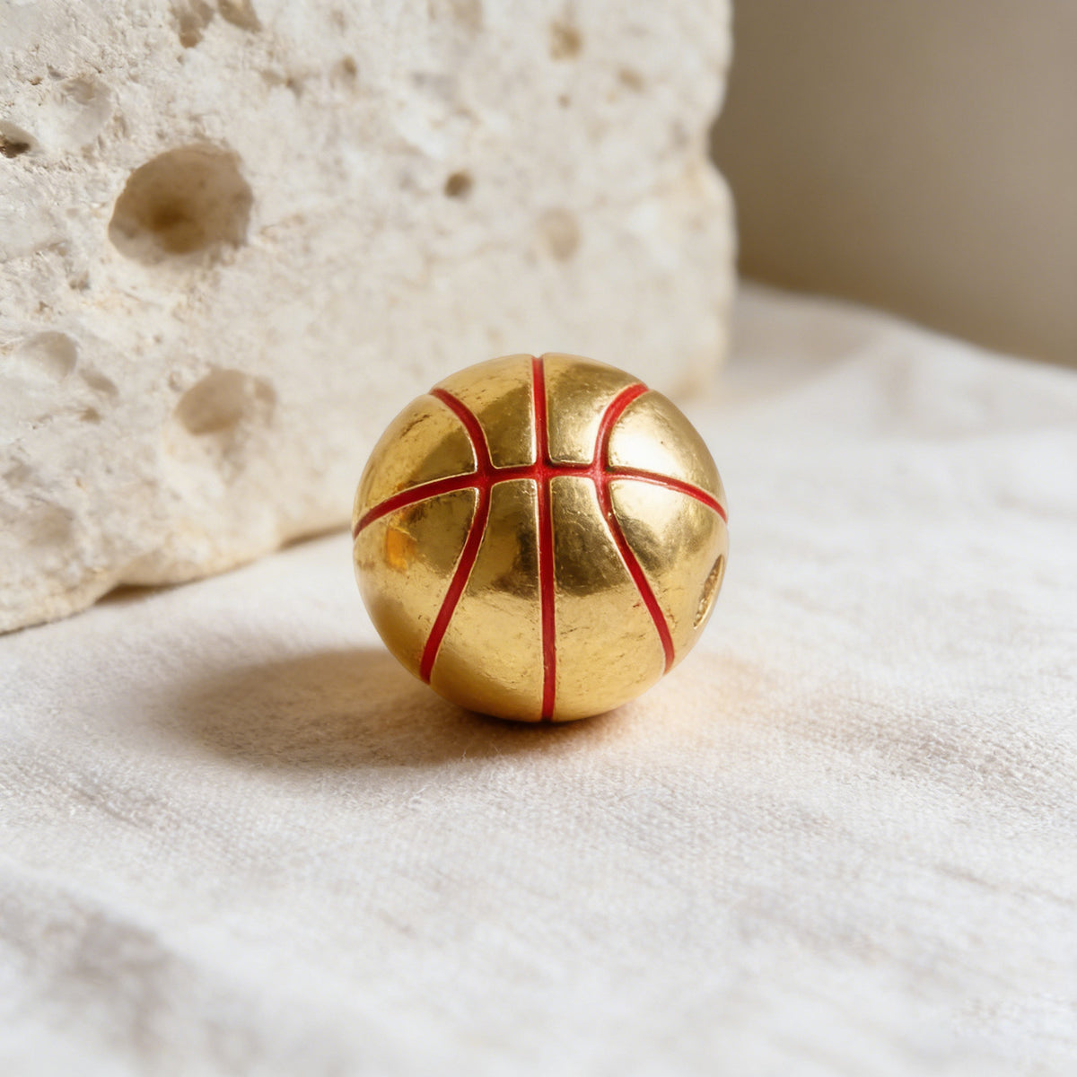10MM 14K Gold Plated Sports Charms, CZ Micro Pave Basketball Football Baseball Beads, 3D Athletic Ball Pendants for DIY Luxury Jewelry Making, Beadable Pen Crafts
