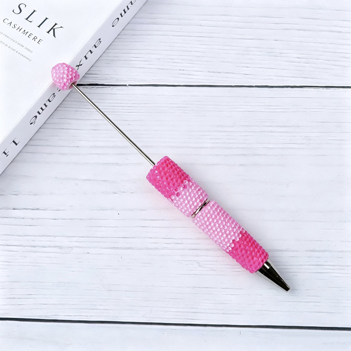 DIY Beadable Pens Bling Rhinestone Bubblegum Bead Pens, Creative Metal Ballpoint Pens for Crafting Gifts