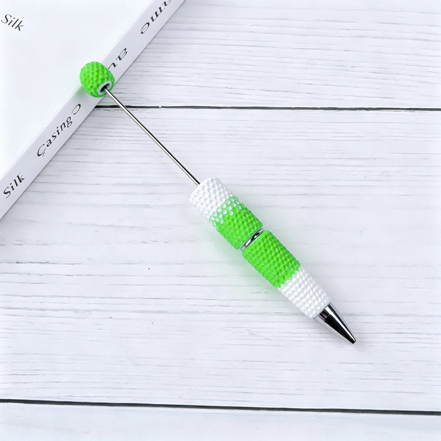 DIY Beadable Pens Bling Rhinestone Bubblegum Bead Pens, Creative Metal Ballpoint Pens for Crafting Gifts