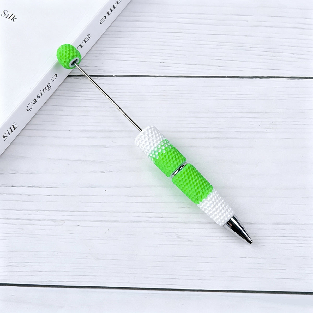 DIY Beadable Pens Bling Rhinestone Bubblegum Bead Pens, Creative Metal Ballpoint Pens for Crafting Gifts